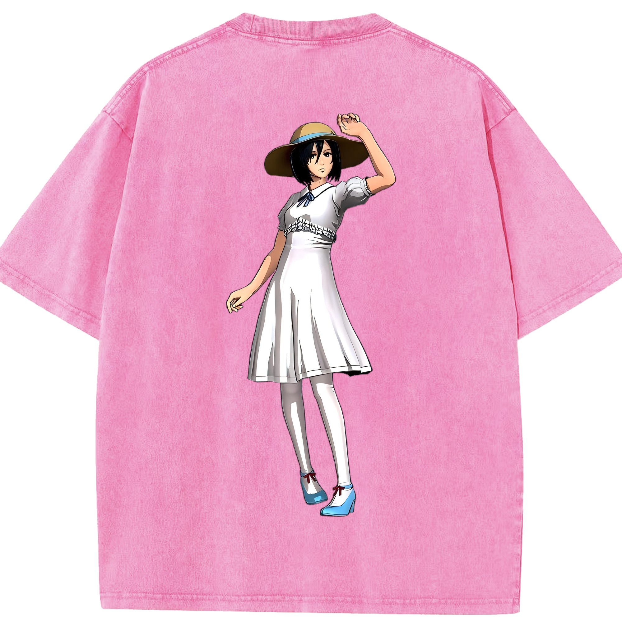 （画像用） 進撃の巨人 ミカサ·アッカーマン Attack on Titan Mikasa Ackerman 綿100% ヴィンテージ風 半袖Tシャツ（背面プリント）